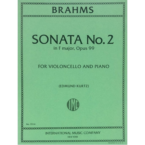 Brahms Sonata No. 2 F Major Op. 99 for Cello and Piano Performance Parts