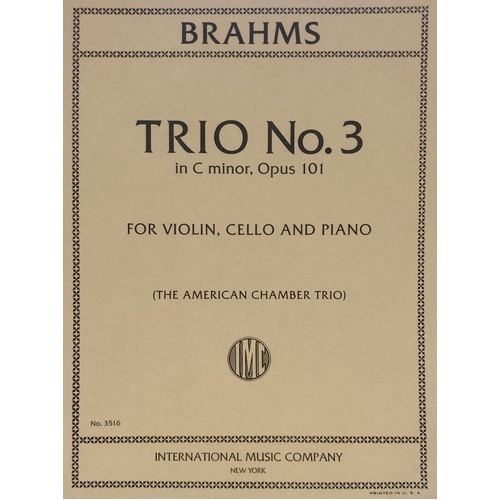 Brahms Trio No 3 in C Minor Op 101 for Violin, Cello, Piano - Set of Performance Parts