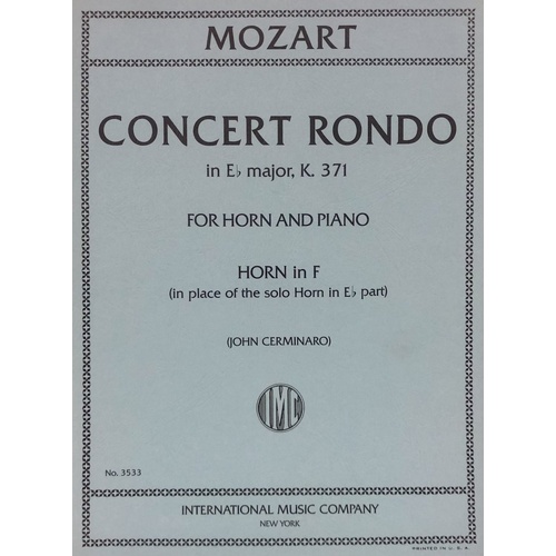 Mozart Concert Rondo in Eb Major K 371 F Horn Part Only