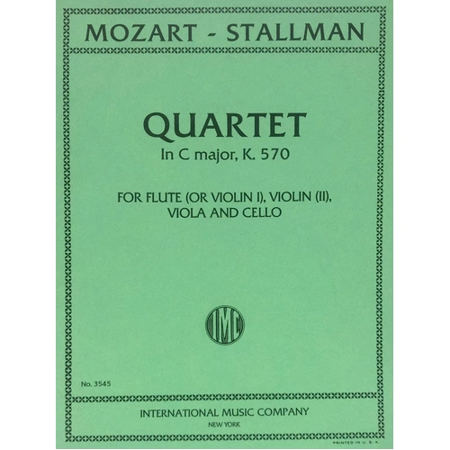 Mozart Quartet in C Major K 570 for Flute, Violin, Viola, Cello