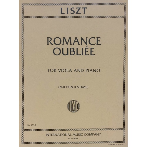 Liszt - Romance Oubliee for Viola and Piano, International Music Company, 1 Page