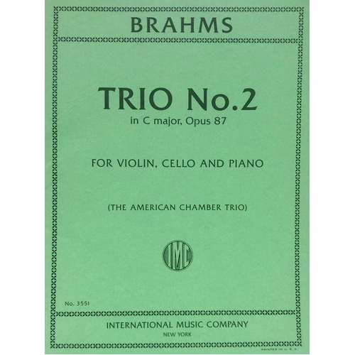 Trio No. 2 in C Major, Op. 87 by Johannes Brahms - Set of Performance Parts for Violin, Cello, and Piano