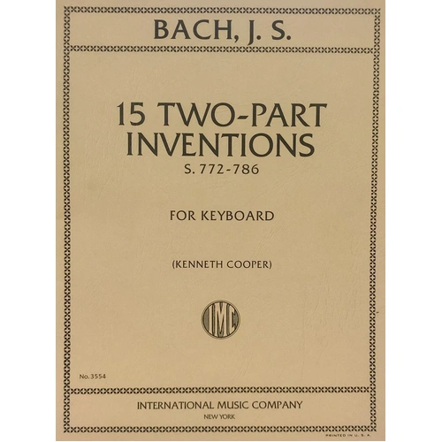 Bach: 15 Two-Part Inventions BWV 772-786 for Piano