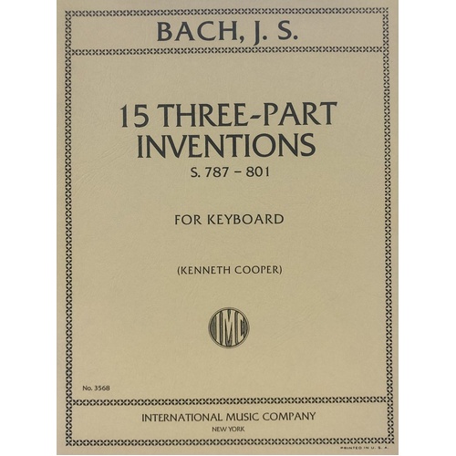 Bach - 15 Three-Part Inventions BWV 787-801 for Piano