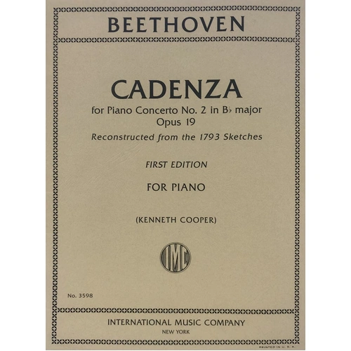 Cadenza to Concerto No 2 Op 19 B Flat for Piano Solo, First Edition