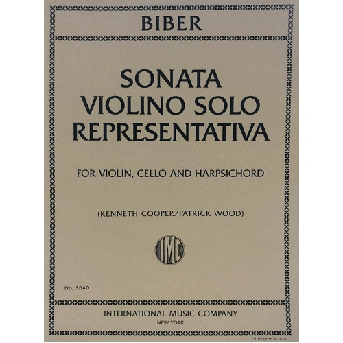 Biber - Sonata Violino Solo Rep for Violin/Cello/Harpsichord
