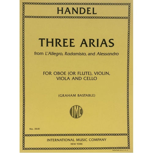 Handel - 3 Arias for Oboe, Violin, Viola & Cello Quartet