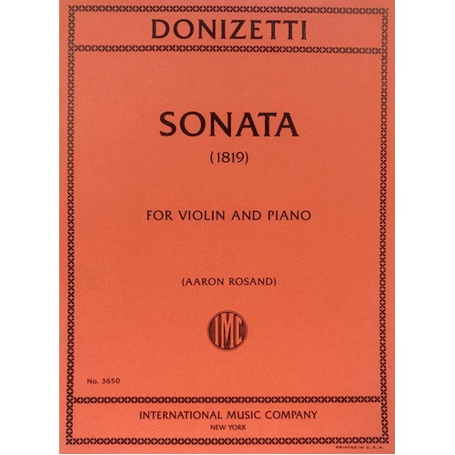 Donizetti Sonata for Violin and Piano, 1819, International Music Company, 1 Page