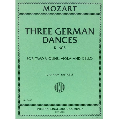 Mozart Three German Dances K 605 for String Quartet - Cello and Viola Arrangement
