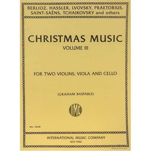 Christmas Music Vol 3 for String Quartet - Cello & Viola, Arranged by Graham Bastable, Score & Parts
