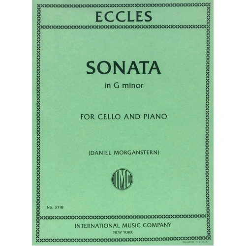 Eccles Sonata in G Minor for Cello and Piano by Henry Eccles - International Music Company