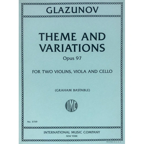 Glazunov - Theme & Variations Op. 97 String Quartet for Viola, Cello, Violin, 27 Pages