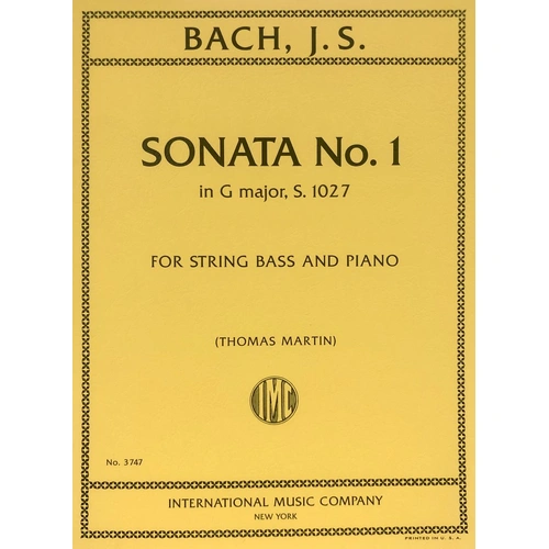 Bach - Sonata No. 1 in G Major BWV 1027 for Double Bass and Piano, Arranged by Thomas Martin