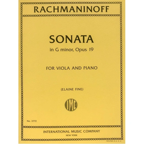 Rachmaninoff Sonata in G Minor Op. 19 for Viola and Piano, Edited by Leonard Rose, Arranged by Elaine Fine, 66 Pages
