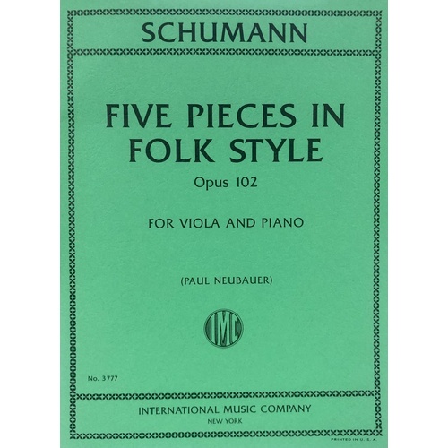 Schumann Five Pieces in Folk Style Op. 102 for Viola and Piano