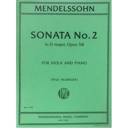Mendelssohn Sonata No. 2 in D Major Op. 58 for Viola and Piano