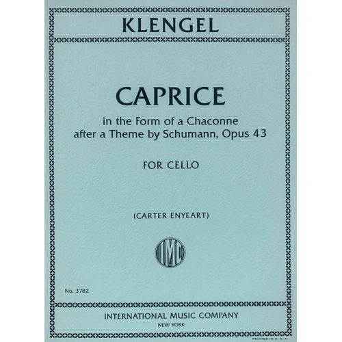 KLENGEL Caprice in Form of Chaconne Op 43 for Cello Solo, Edited by Carter Enyeart, 14 Pages
