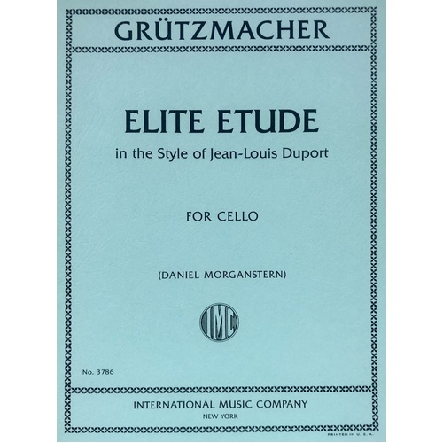 Grutzmacher Elite Etude in Style of Dupont for Cello Solo, Edited by Daniel Morganstern, 7 Pages