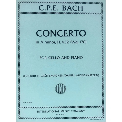 CPE Bach - Concerto in A Minor WQ 170 for Cello and Piano, Score and Part