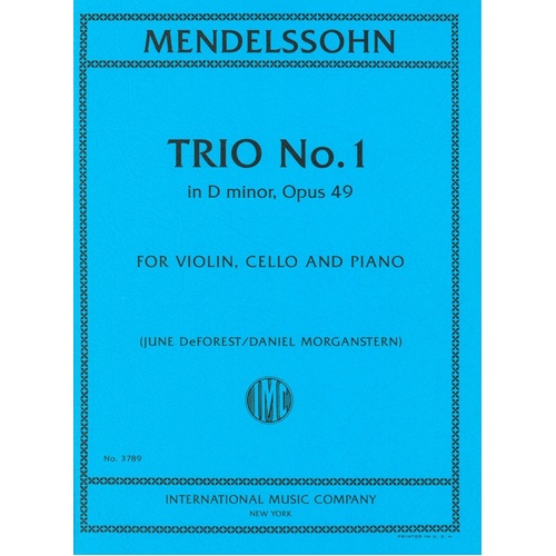 Mendelssohn - Trio No 1 in D Minor Op 49 for Piano Trio SC/Pts
