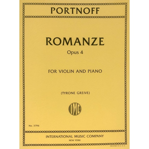 Portnoff - Romance Op. 4 for Violin and Piano, Intermediate Level, International Music Company