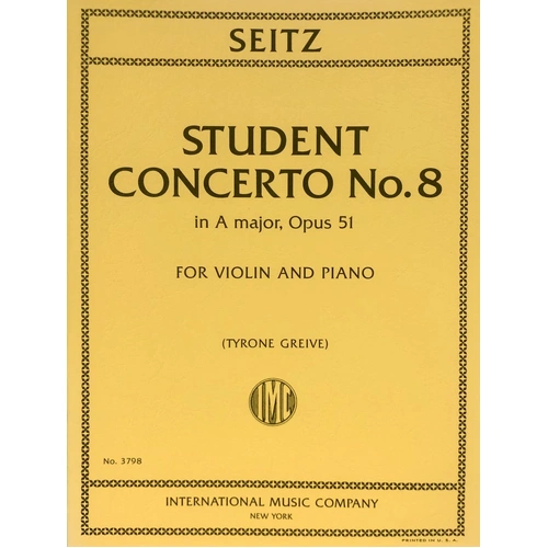Seitz Student Concerto No 8 A Major Op 51 for Violin and Piano Score and Part