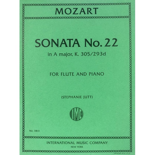 Mozart Sonata No. 22 in A Major K. 305 for Flute and Piano, Arranged by Stephanie Jutt