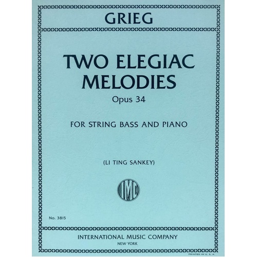 Grieg - 2 Elegiac Melodies Op. 34 for Double Bass and Piano
