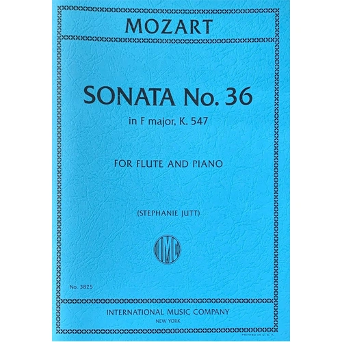 Mozart Sonata No. 36 in F Major K 547 for Flute and Piano, Arranged by Stephanie Jutt, International Music Company, 1 Page