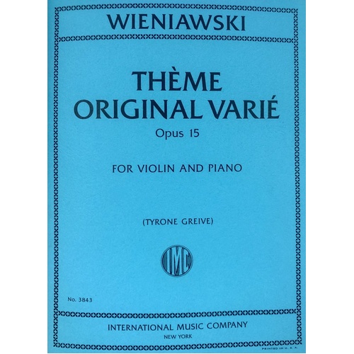 Wieniawski - Theme Original Varie Op. 15 for Violin and Piano