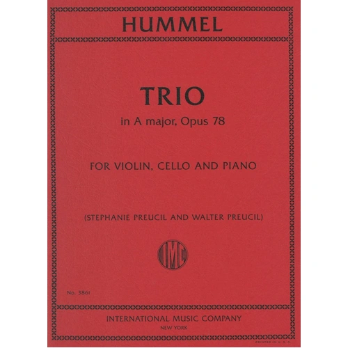 Hummel - Trio in A Major Op. 78 for Piano Trio SC/PTS