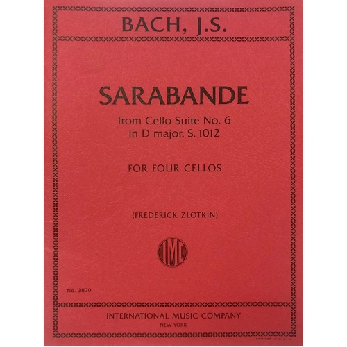 Sarabande from Cello Suite No. 6 in D Major BWV 1012 for 4 Cellos by Johann Sebastian Bach