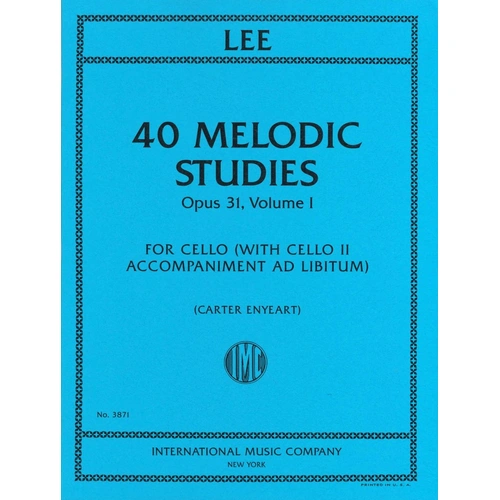 Lee 40 Melodic Studies Op. 31 Vol. 1 for Cello with Cello II Accompaniment