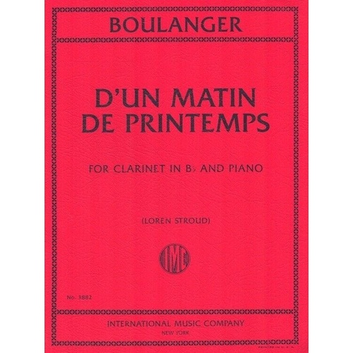Boulanger - D'un Matin de Printemps for Clarinet and Piano