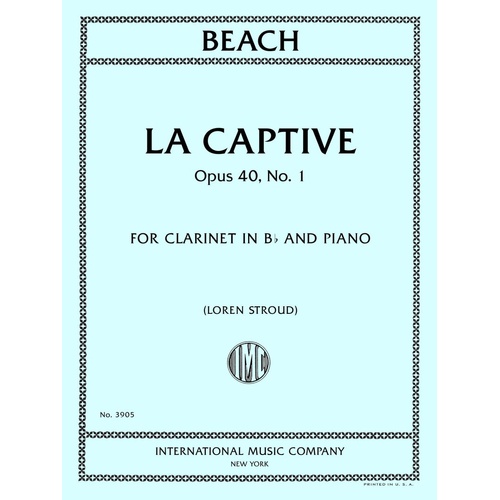Beach - La Captive Op. 40 No. 1 for Clarinet and Piano