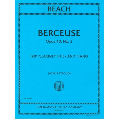 Beach - Berceuse Op. 40 No. 2 for Clarinet and Piano