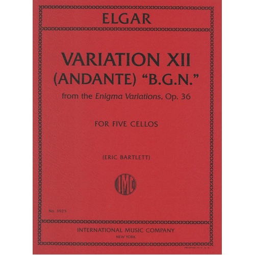 Elgar - Variation XII (Andante) Op 36 for 5 Cellos SC/Pts