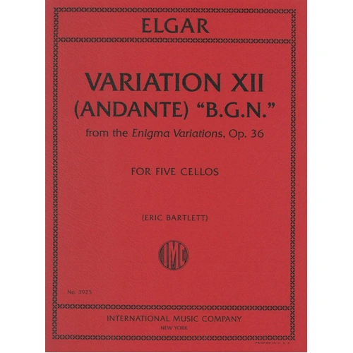Elgar - Variation XII (Andante) Op. 36 for 5 Cellos SC/Pts
