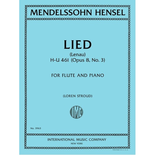 Hensel - Lied (Lenau) Op. 8 No. 3 for Flute/Piano