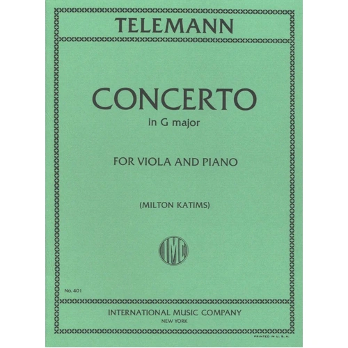Telemann - Concerto in G Major for Viola and Piano, Ed. Katims