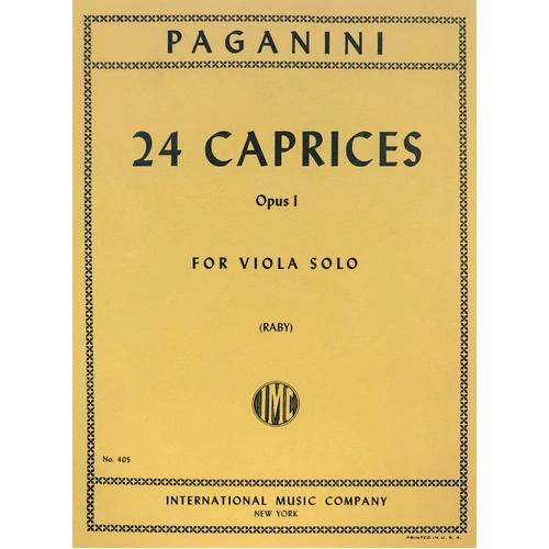 Paganini 24 Caprices Op. 1 for Viola Solo Ed. Raby