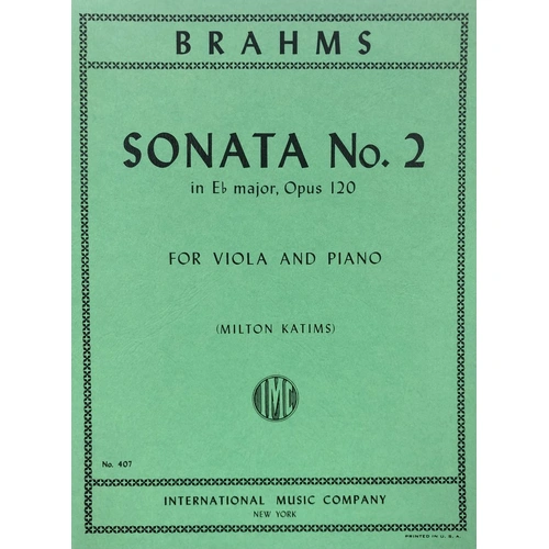 Sonata No. 2 in E Flat, Op. 120 for Viola and Piano by Johannes Brahms, International Music Company, 1 page