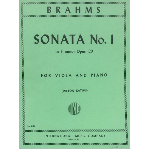 Brahms Sonata No. 1 in F Minor Op. 120 for Viola and Piano