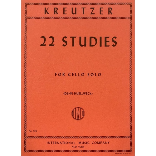 Selected Studies 22 for Cello Solo by Rodolphe Kreutzer - International Music Company