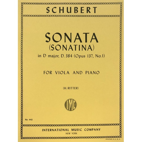 Schubert Sonatina Op. 137 No. 1 D for Violin, Viola, and Piano