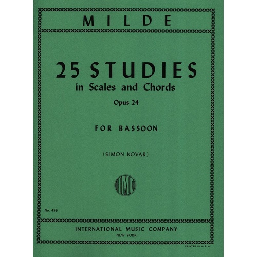 KOVAR 25 Studies in Scales & Chords Op. 24 for Bassoon by Ludwig Milde