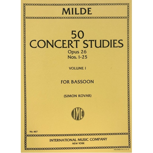 KOVAR 50 Concert Studies Op. 26 Vol. 1 Nos. 1-25 for Bassoon by Ludwig Milde