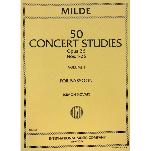 KOVAR 50 Concert Studies Op. 26 Vol. 1 Nos. 1-25 for Bassoon by Ludwig Milde