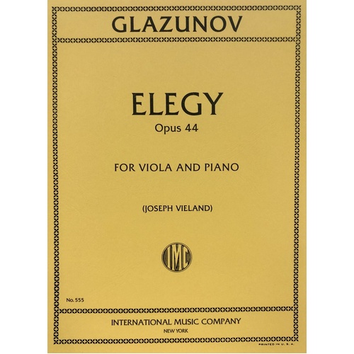 Glazunov - Elegy Op. 44 for Viola and Piano Score and Part