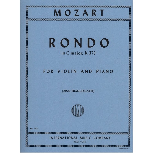 Mozart Rondo in C Major K 373 for Violin and Piano, Ed. Francescatti